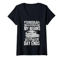 Damen Grabstein Grab Lustiger Friedhof Beerdigung Regisseur Mortician T-Shirt mit V-Ausschnitt von Tombstone Grave