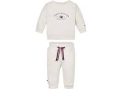 Langarmshirt & Hose TOMMY HILFIGER "ESSENTIAL 2 PIECE SET" Gr. 92, weiß (ancient white) Baby KOB Set-Artikel mit großem Logodruck von Tommy Hilfiger