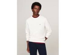 Rundhalspullover TOMMY HILFIGER "ESSENTIAL STRUCTURE CREW NECK" Gr. M, weiß (ivory) Herren Pullover mit feiner Struktur von Tommy Hilfiger