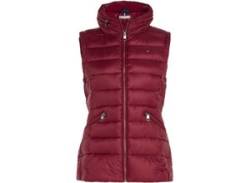 Steppweste TOMMY HILFIGER "MW PADDED GLOBAL STRIPE VEST" Gr. S (36), rot (rouge) Damen Westen mit versteckter Kapuze im Stehkragen von Tommy Hilfiger