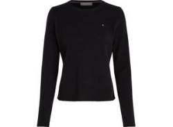 Strickpullover TOMMY HILFIGER "SOFT WOOL C-NK SWEATER" Gr. XXL (44), schwarz (black) Damen Pullover mit Logostickerei, aus 100% Wolle von Tommy Hilfiger