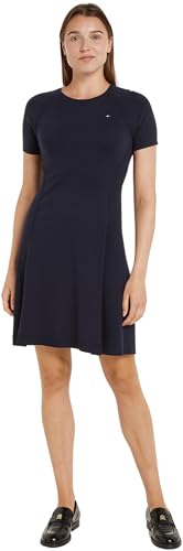 Tommy Hilfiger Damen Kleid Midi Dress Kurzarm, Blau (Desert Sky), M von Tommy Hilfiger