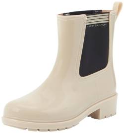 Tommy Hilfiger Damen Gummistiefel Essential Tommy Rainboot mit Blockabsatz, Beige (White Clay), 39 EU von Tommy Hilfiger