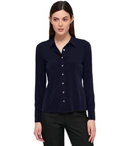 Tommy Hilfiger Damen Langärmeliges Oberteil Knopfleiste vorne Hemd mit Button-Down-Kragen, Midnight, XS von Tommy Hilfiger