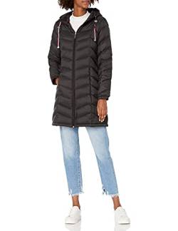 Tommy Hilfiger Damen Mid-Length Puffer Hooded Down Jacket with Drawstring Packing Bag Daunenmantel, Schwarz, XS von Tommy Hilfiger