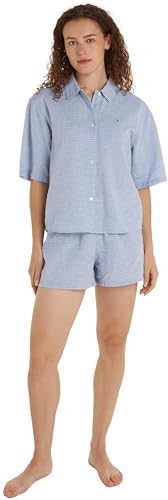 Tommy Hilfiger Damen Pyjama-Set Short Sleeve Kurz, Blau (Horizon Stripes Blue), XS von Tommy Hilfiger