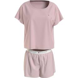 Tommy Hilfiger Damen Ss Jersey Pj Set UW0UW05425 Pyjamas, Schwarz (Whimsy Pink/Grid Check Pink), L von Tommy Hilfiger