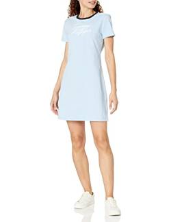 Tommy Hilfiger Damen T-Shirt Short Sleeve Cotton Summer Dresses for Women Lässiges Kleid, Blauer Himmel, X-Klein von Tommy Hilfiger