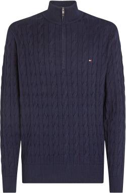 Tommy Hilfiger Half Zip Pullover Cable Navy - Größe M von Tommy Hilfiger