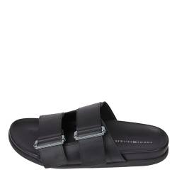 Tommy Hilfiger Herren Badeschuhe Leather Buckles Sandal Badelatschen, Schwarz (Black), 44 von Tommy Hilfiger