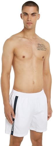 Tommy Hilfiger Herren Badeshorts Medium Drawstring Tape Mittellang, Weiß (White), S von Tommy Hilfiger