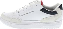 Tommy Hilfiger Herren Cupsole Sneaker Basket Core Leather Mix Schuhe, Weiß (White), 42 EU von Tommy Hilfiger