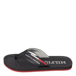 Tommy Hilfiger Herren Flip Flops Beach Sandal mit Logo, Schwarz (Black), 41 von Tommy Hilfiger