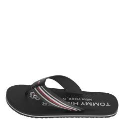 Tommy Hilfiger Herren Flip Flops Corporate Stripes Beach Sandal Badeschuhe, Schwarz (Black), 40 EU von Tommy Hilfiger