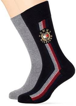 Tommy Hilfiger Herren Global Ribbon Crest Sock Classic Sock, Schwarz, 39-42 von Tommy Hilfiger