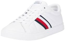 Tommy Hilfiger Herren Sneaker Icon Court Stripes Low Top, Weiß (White), 40 von Tommy Hilfiger