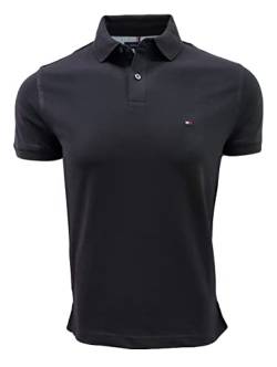 Tommy Hilfiger Herren Regular Fit Stretch Poloshirt, tiefschwarz, X-Groß von Tommy Hilfiger