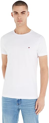 Tommy Hilfiger Herren T-Shirt Kurzarm Core Stretch Slim Fit, Weiß (White), M von Tommy Hilfiger