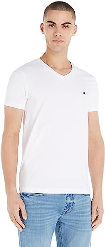 Tommy Hilfiger Herren T-Shirt Kurzarm Core Stretch V-Ausschnitt, Weiß (White), XXL von Tommy Hilfiger