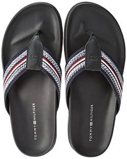 Tommy Hilfiger Herren Zehentrenner Sandalen Zehentrenner, Schwarz (Black), 41 von Tommy Hilfiger