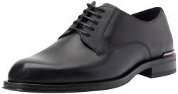 Tommy Hilfiger Herren Derby Schuh Leather Shoe aus Leder, Schwarz (Black), 45 von Tommy Hilfiger