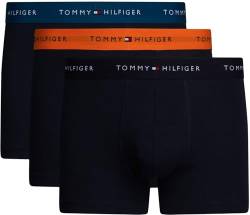 Tommy Hilfiger Herren 3er Pack Boxershorts Trunks mit Logobund, Mehrfarbig (Mid Turq/Orange Thunder/des Sky), XXL von Tommy Hilfiger