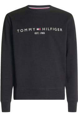 Tommy Hilfiger Regular Fit Sweatshirt Rundhalsschwarz, Einfarbig von Tommy Hilfiger