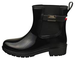 Tommy Hilfiger Damen Gummistiefel Flag Belt Rainboot Rutschfest, Schwarz (Black), 36 von Tommy Hilfiger