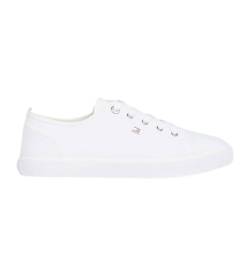 Tommy Hilfiger für Damen. FW0FW08063 Canvas Turnschuhe weiß (38), Stoff, Wohnung, Schnürsenkel, Lässig von Tommy Hilfiger