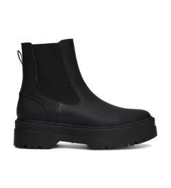 Tommy Hilfiger für Damen. FW0FW08162 Gummierte Chelseastiefel mit dicker Sohle schwarz (37), 3 bis 5 cm, Keine, Lässig von Tommy Hilfiger