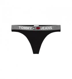 Tommy Hilfiger für Damen. UW0UW02823 Tanga mit Logo am Bund schwarz (XS), Heimtextilien, Baumwolle von Tommy Hilfiger