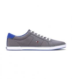 Tommy Hilfiger für Herren. FM0FM00596 Turnschuhe aus Canvas 1D grau (44), Stoff, Wohnung, 1 bis 3 cm, Schnürsenkel, Lässig von Tommy Hilfiger