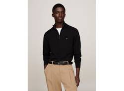 Troyer TOMMY HILFIGER "PIMA ORG CTN CASHMERE ZIP MOCK" Gr. XL (54), schwarz (black) Herren Pullover von Tommy Hilfiger