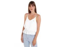 Blusentop TOMMY JEANS "TJW ESSENTIAL STRAPPY TOP" Gr. XL (42), weiß (white) Damen Blusen mit Tommy Jeans Logo von Tommy Jeans