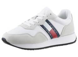 Sneaker TOMMY JEANS "TJM MODERN RUNNER", Herren, Gr. 43, weiß, Leder, Lederimitat, Textil, sportlich, Schuhe, Freizeitschuh, Halbschuh, Schnürschuh mit seitlicher Logoflagge von Tommy Jeans