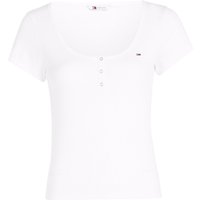 TOMMY Jeans T-Shirt, Henley-Ausschnitt, für Damen, weiß, XS von Tommy Jeans