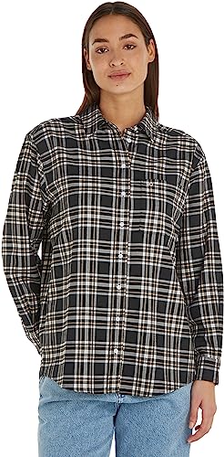 Tommy Jeans Damen Hemd Check Overshirt Langarm, Mehrfarbig (Black Check), XS von Tommy Jeans