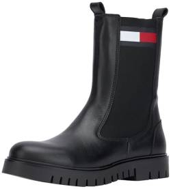 Tommy Jeans Damen Chelsea Boots aus Leder, Schwarz (Black), 39 von Tommy Jeans