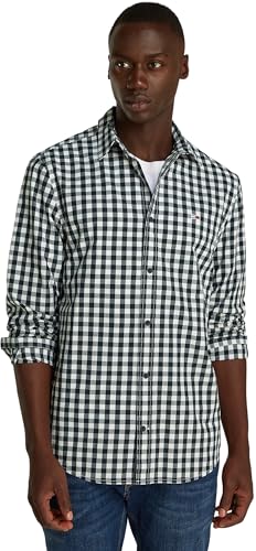 Tommy Jeans Herren Hemd Poplin Check Shirt Regular Fit, Mehrfarbig (Dark Night Navy Small Check), L von Tommy Jeans