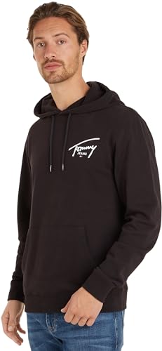 Tommy Jeans Herren Hoodie Regular Fit Entry Graphic mit Kapuze, Schwarz (Black), XL von Tommy Jeans