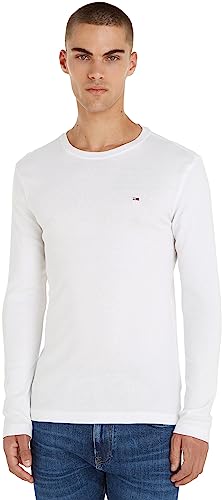 Tommy Jeans Herren Tjm Original Rib Longsleeve Tee Dm0dm04409 Langarm Strickoberteile, Weiß, S EU von Tommy Jeans