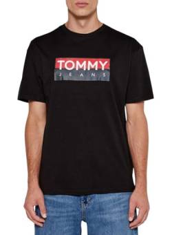 Tommy Jeans Herren T-Shirt Kurzarm Regular Fit Rundhalsausschnitt, Schwarz (Black), L von Tommy Jeans