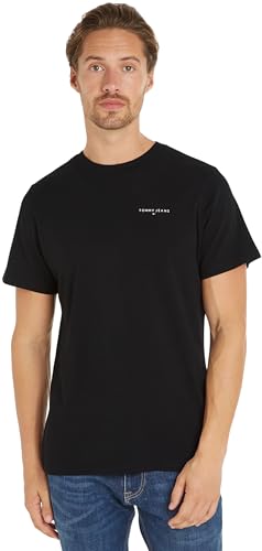 Tommy Jeans Herren T-Shirt Kurzarm Slim Rundhalsausschnitt, Schwarz (Black), M von Tommy Jeans