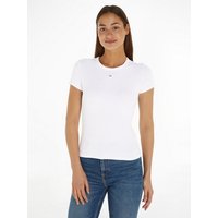 Tommy Jeans T-Shirt Slim Essential Rib Shirt, Rippshirt Rundhalsshirt in Rippoptik, mit Logostickerei von Tommy Jeans