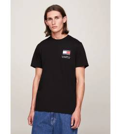 Tommy Jeans für Herren. DM0DM18263 Essential Slim Fit T-Shirt mit Logo schwarz (M), Lässig, Baumwolle, Kurzarm von Tommy Jeans