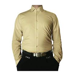 Tonelli Designer Herren Hemd Hell Beige Bügelfrei klassischer Kragen Herrenhemd Kentkragen Langarm Größe XL 44 von Tonelli