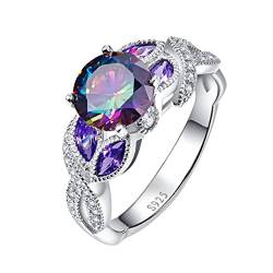 Tonsee Accessoire 3 Der Ringe Bunt ovales Zirkonia eleganter Streiner Ring Saphirschmuck Ringe Frauen Mode VollDiamant Zirkon-Ringe für Frauen Größe 6 Partner Ringe Für (Multicolor, 6) von Tonsee Accessoire