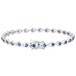 Tony Fein Tennisarmband 925 Sterling Silber Massiv Zirkonia Stein Blau Schiebeverschluss Rhodiniert Infinity Unendlich für Damen von Tony Fein