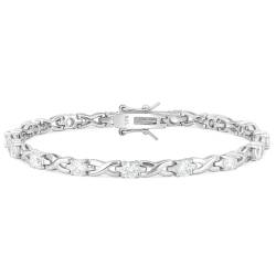 Tony Fein Tennisarmband Schleife Infinity 925 Silber Massiv Rhodiniert Zirkonia Stein Weiß Rund für Damen von Tony Fein