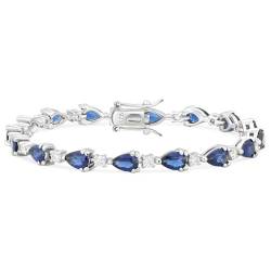 Tony Fein Tennisarmband Tropfen 925 Sterling Silber Massiv Zirkonia Stein Blau Weiß Unendlich Rhodiniert Schiebeverschluss für Damen von Tony Fein